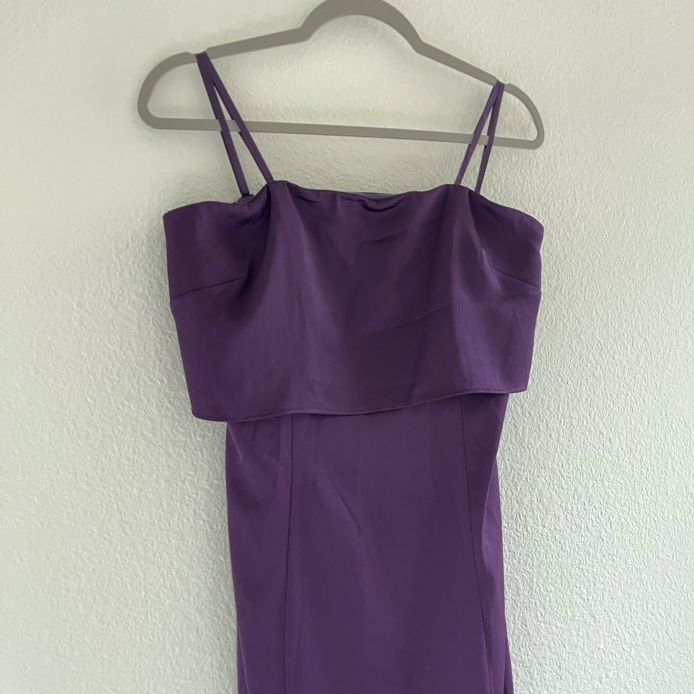 NWT LIV FOSTER | Evening Wear Satin Strapless Gown In Dark Amethyst | Size 10 - Picture 5 of 15